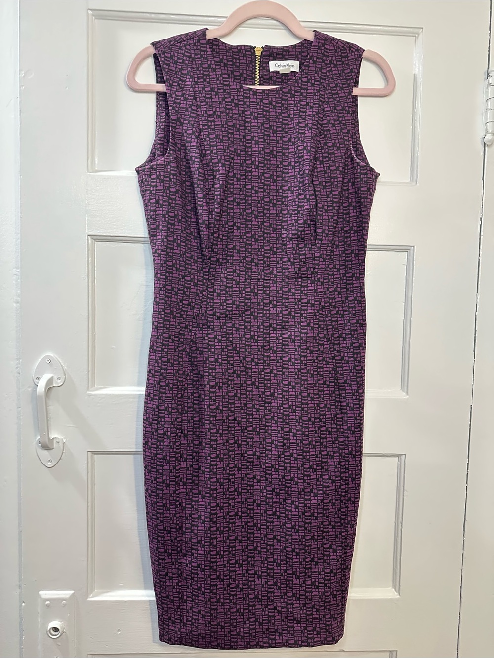 Calvin Klein Women’s Purple and Black Sheath Dress Sleeveless